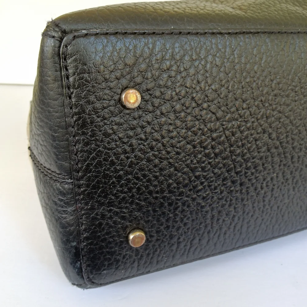 Kate Spade Two-Toned Cream & Black Leather Satchel Handbag